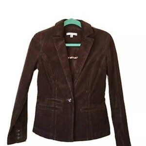 CAbi Brown Corduroy Fitted One Button Blazer Retro Stretch size XS